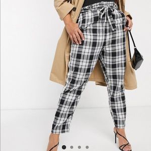 ASOS Design Curve check side stripe high waist pants